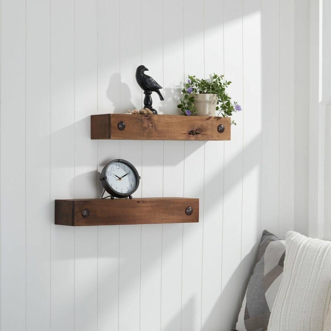 DRAKESTONE Farmhouse Floating Shelf w/ Clavos, 2Pack, Walnut On Sale Bed Bath & Beyond